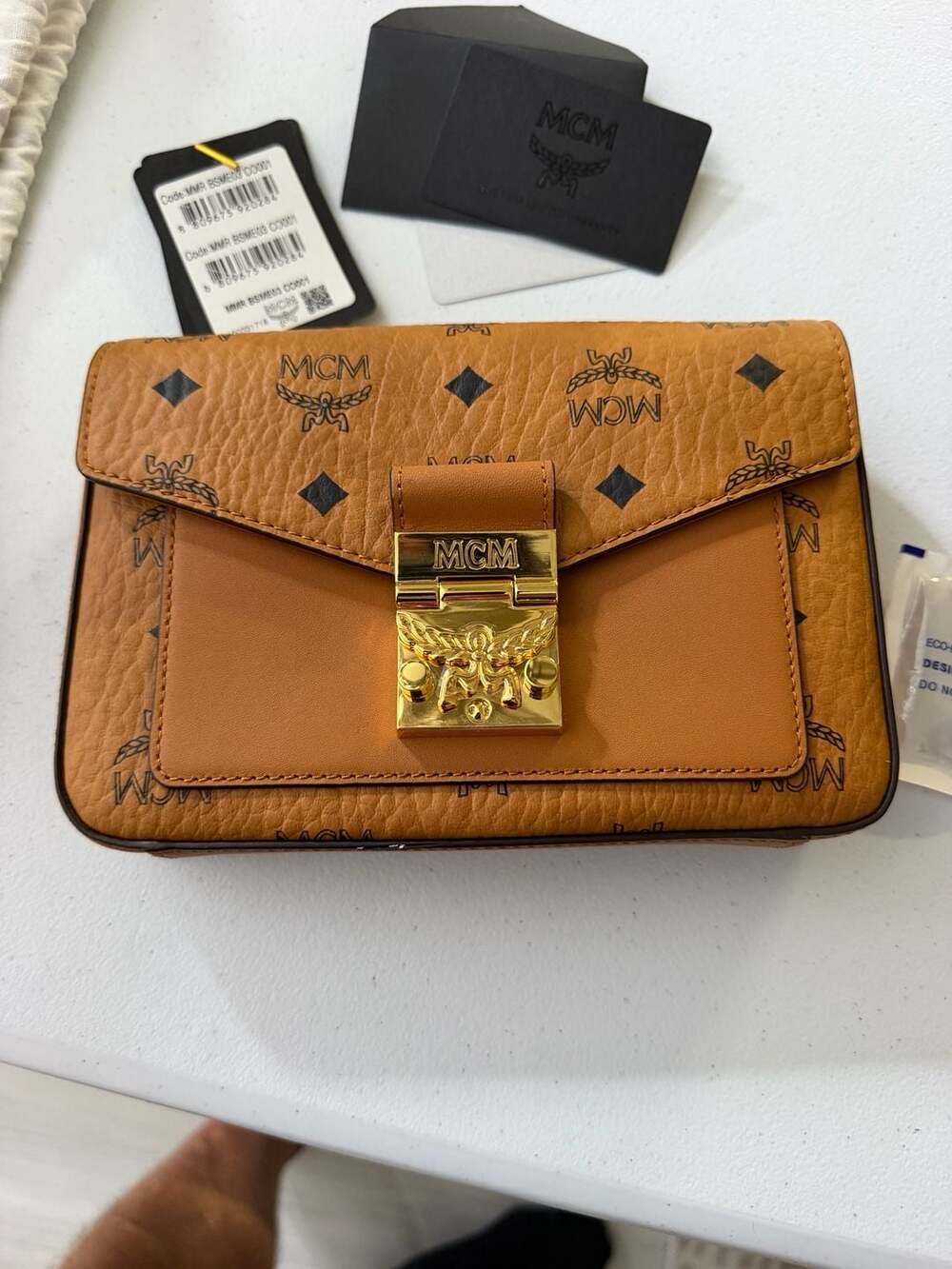 MCM Millie Visetos Cognac Crossbody Belt Bag MSRP $830 – No Strap